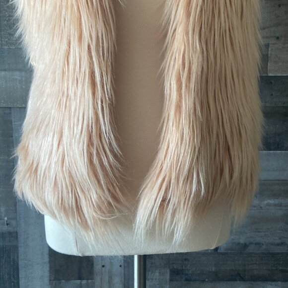 Peach faux fur vest OS funky festival boho hippie cosplay 60's Halloween costume - Picture 3 of 10